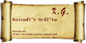 Kolcsár Gréta névjegykártya